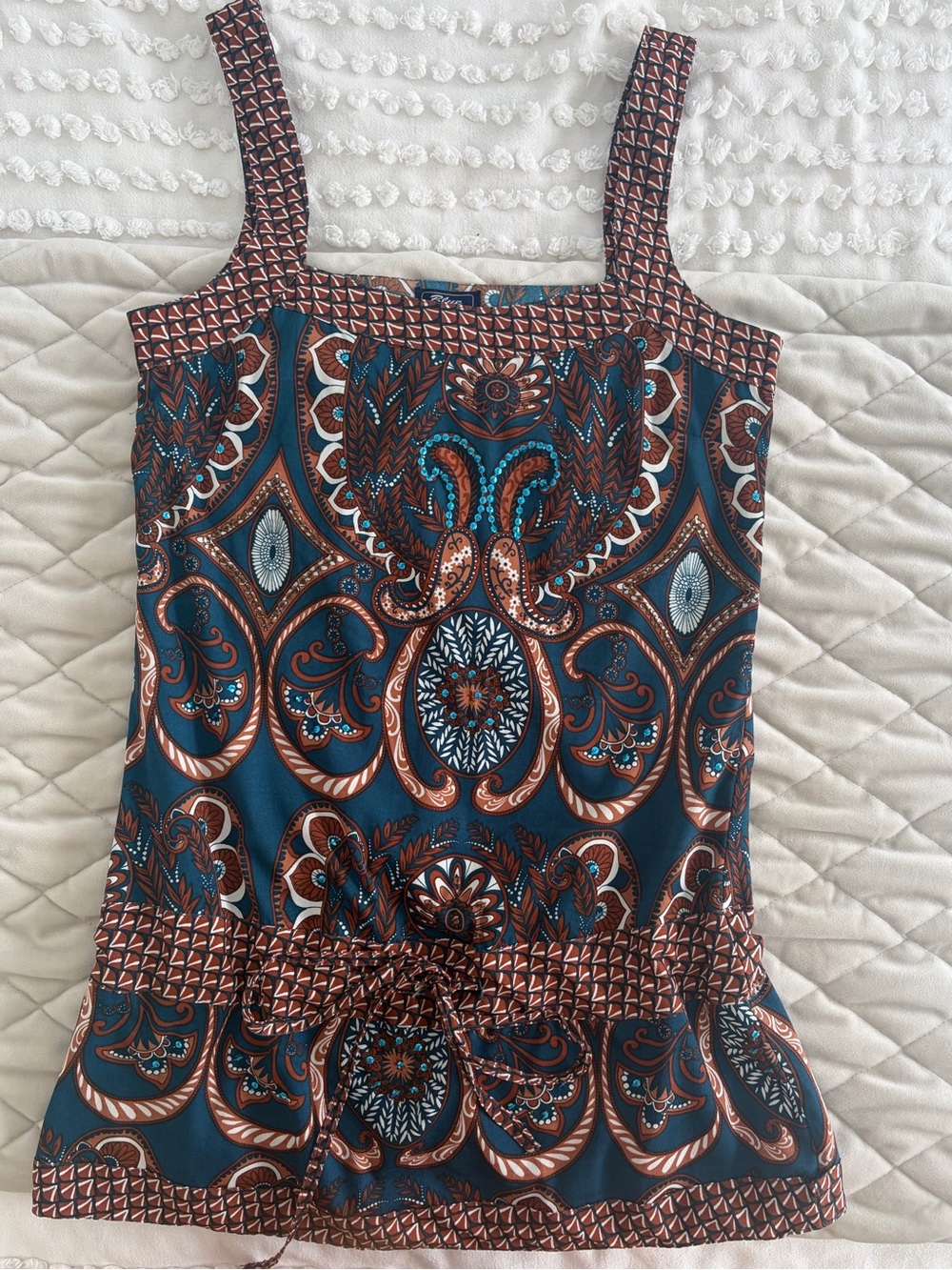 Blue asphalt drop waist camisole blouse in XS